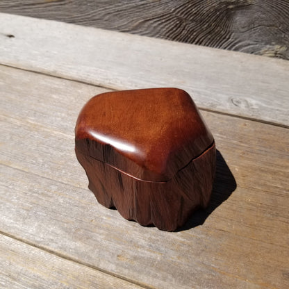 Wood Ring Box Redwood Rustic Handmade California Storage Live Edge Mini #618 Birthday Gift Christmas Gift Mother's Day Gift