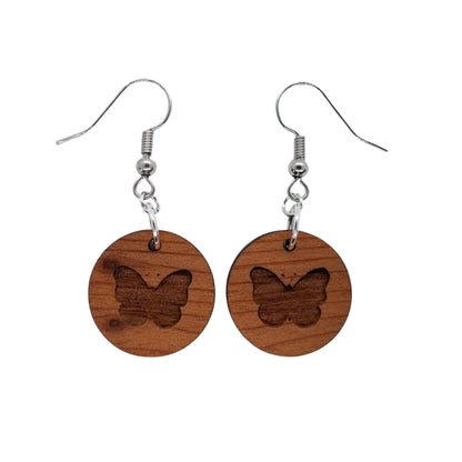 Wholesale Redwood Earrings - Butterfly Wood Earrings - Dangle Earrings - CA Souvenir Keepsake