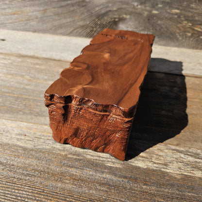 Handmade Wood Box with Redwood Tree Engraved Rustic Handmade Curly Wood #617
