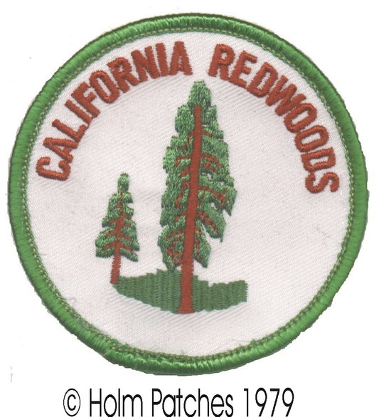 CALIFORNIA REDWOODS, green border souvenir embroidered patch