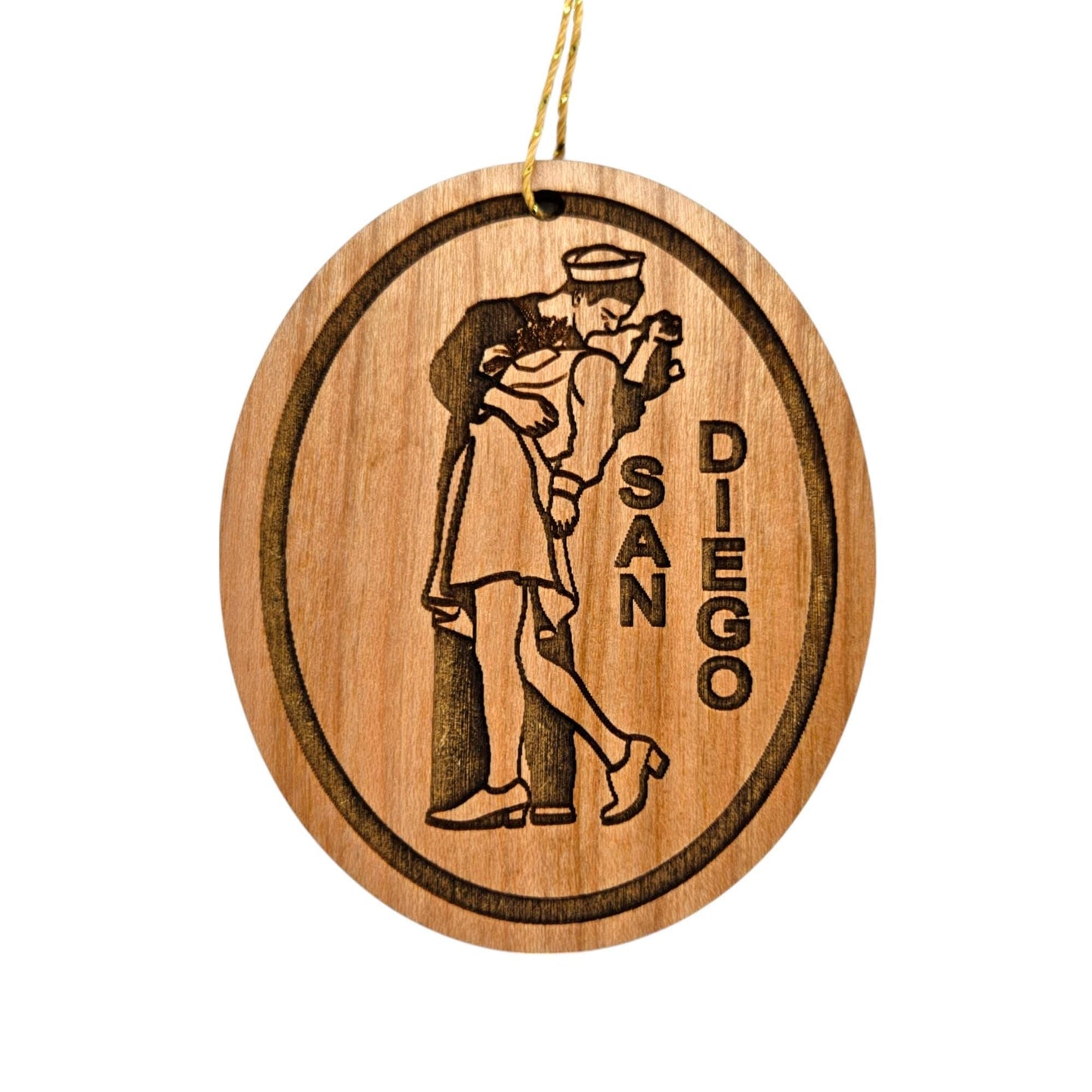 San Diego Nurse and Sailor Kissing Coastal Christmas Ornament Made in USA San Diego Souvenir CA