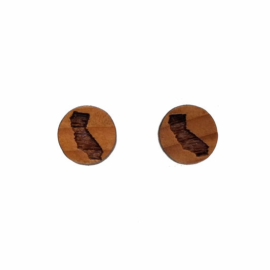 Wholesale California Shape Earrings - CA State Wood Earrings - Post Stud Earrings