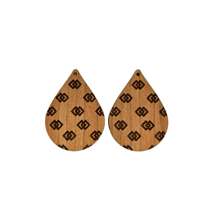 Wood Earrings - Double Diamonds Boho Lightweight Engraved Teardrop Wood Earrings - Dangle Earrings - Gift - Drop Earrings