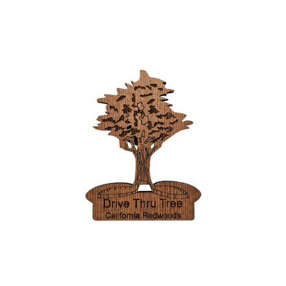 Drive Thru Tree Souvenir Magnet Made in USA California Redwoods Handmade Wood Redwood Magnet