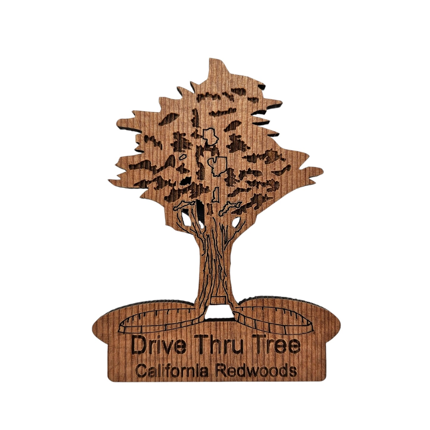 Drive Thru Tree Souvenir Magnet Made in USA California Redwoods Handmade Wood Redwood Magnet