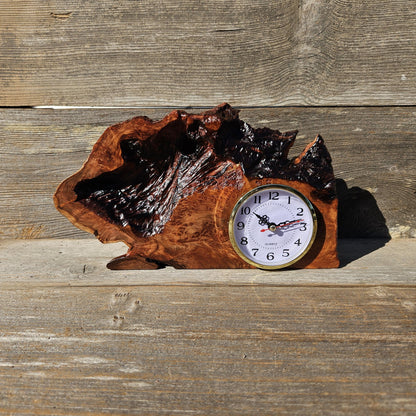 Redwood Burl Wood Clock Mantle Desk Office Gifts for Men Sitting Wood Birdseye Table Shelf #653