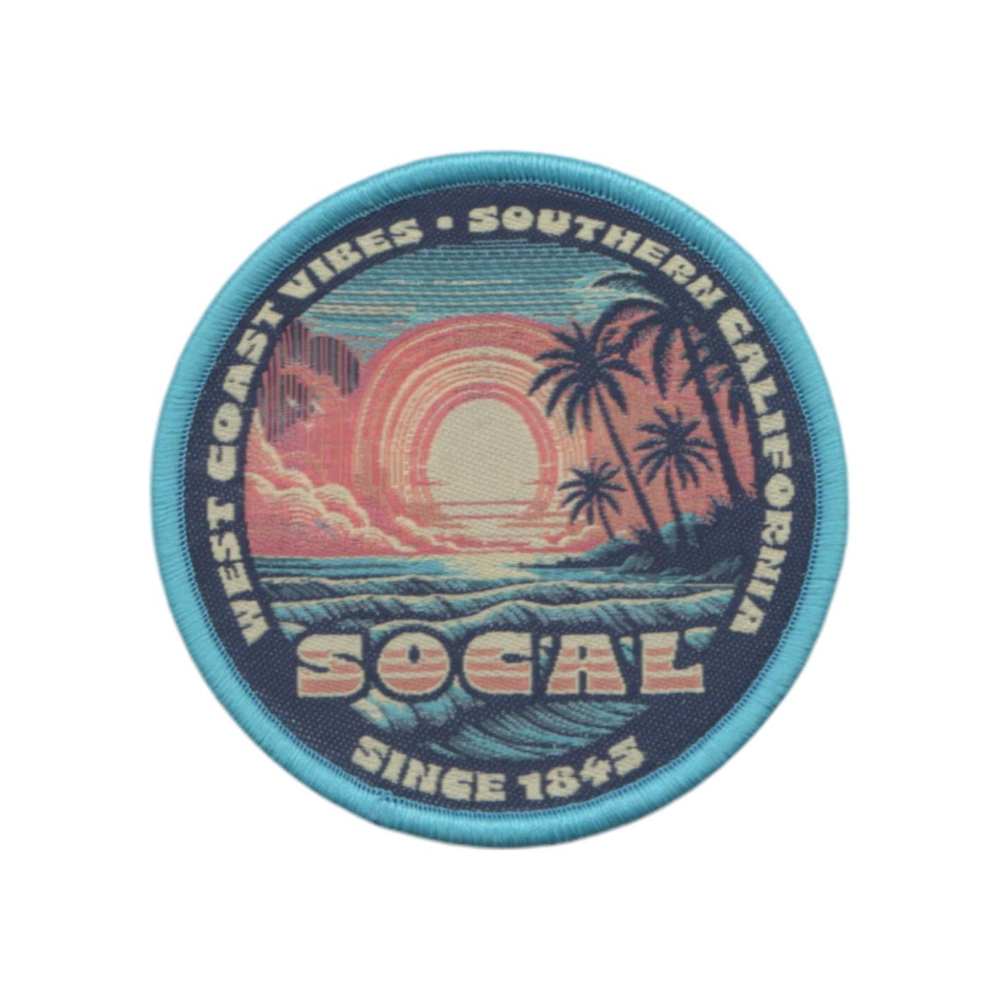 California Patch – CA Socal West Coast Vibes Souvenir – Travel Iron On Applique CO Patch Embellishment 2." Circle Woven Badge Emblem