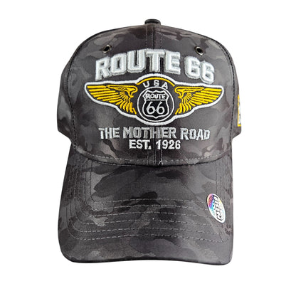 ROUTE 66 Mother Road Dark Gray Camo Cap or Hat