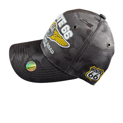 ROUTE 66 Mother Road Dark Gray Camo Cap or Hat