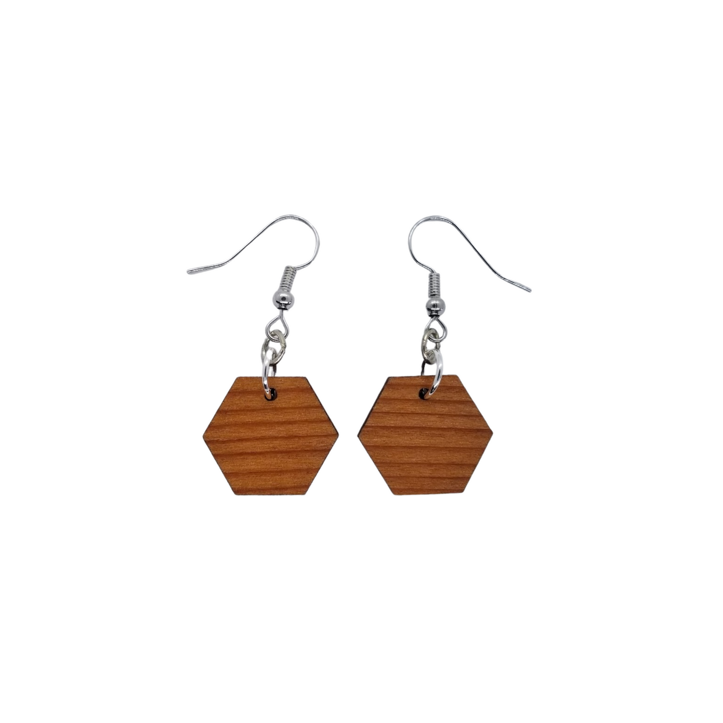 Wholesale Redwood Earrings - Hexagon Wood Earrings - California Redwood Dangle Earrings - CA Souvenir Keepsake