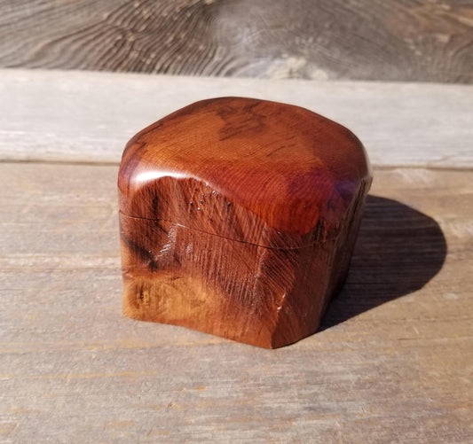 Wood Ring Box Redwood Rustic Handmade California #540 Storage Live Edge Mini Birthday Gift Christmas Gift Mother's Day Gift