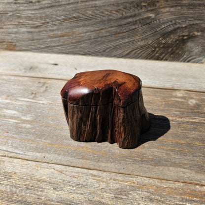 Wood Ring Box Redwood Rustic Handmade California #671 Storage Live Edge Gift