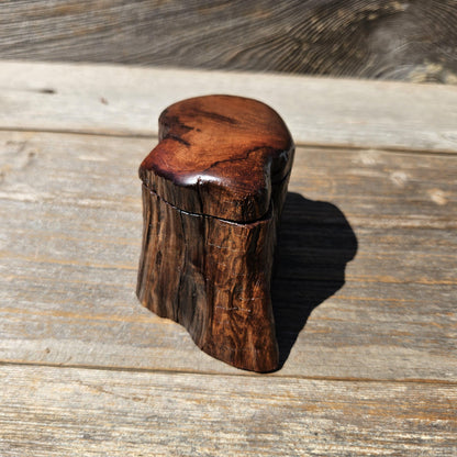 Wood Ring Box Redwood Rustic Handmade California #671 Storage Live Edge Gift