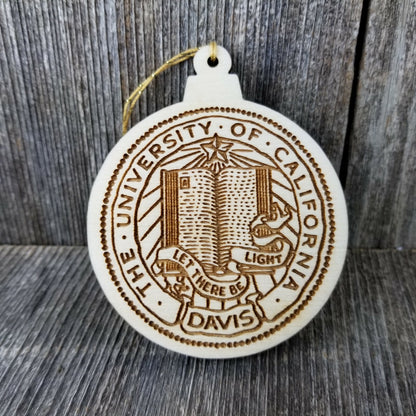 UC Davis Aggie California College Christmas Ornament Wood Engraved - 15814