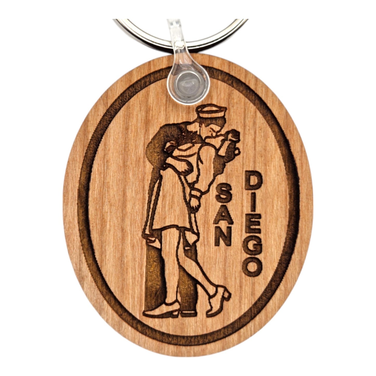 San Diego Sailor and Nurse Kissing California Keychain Wood Keyring Souvenir Key Ring Key Chain