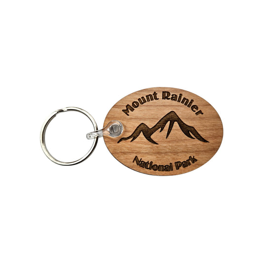 Mount Rainier National Park Keychain Mountains Wood Souvenir  - KC8063