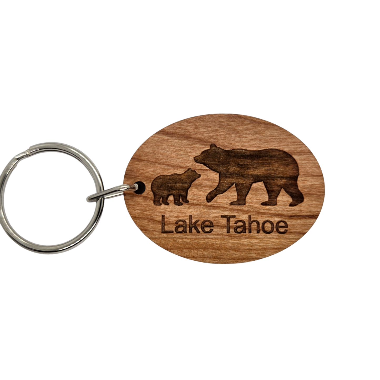 Lake Tahoe Bear and Cub Keychain Wood Keyring Souvenir Key Chain Key Ring