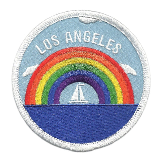 LOS ANGELES Rainbow Sailboat Souvenir Embroidered Patch Iron On -  LA-35