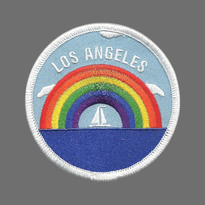 LOS ANGELES Rainbow Sailboat Souvenir Embroidered Patch Iron On -  LA-35