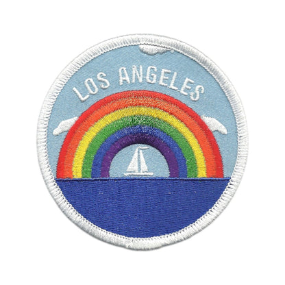 LOS ANGELES Rainbow Sailboat Souvenir Embroidered Patch Iron On -  LA-35