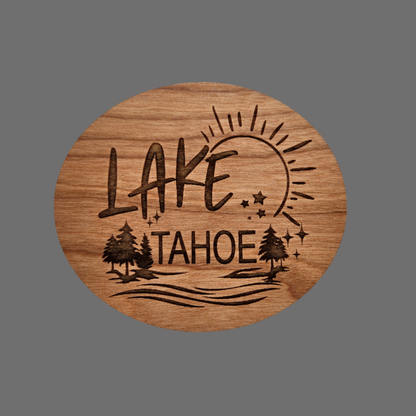 Wholesale Lake Tahoe Trees Sun Lake Magnet Wood Souvenir