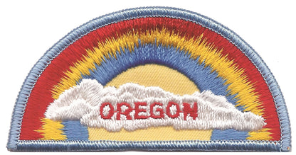 OREGON rainbow with cloud souvenir embroidered patch, OR