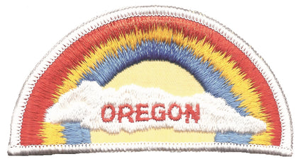 OREGON rainbow with cloud souvenir embroidered patch - OR-05