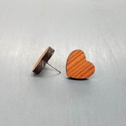 Wholesale Wood Earrings - Sm Heart Wood Earrings - Stud Earrings - Post Earrings