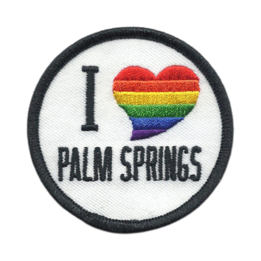 I (rainbow heart) PALM SPRINGS souvenir embroidered patch - PALM SPRINGS-02/RB