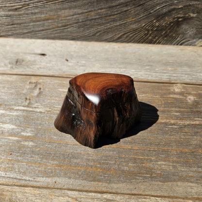 Wood Ring Box Redwood Rustic Handmade California #681 Storage Live Edge Gift