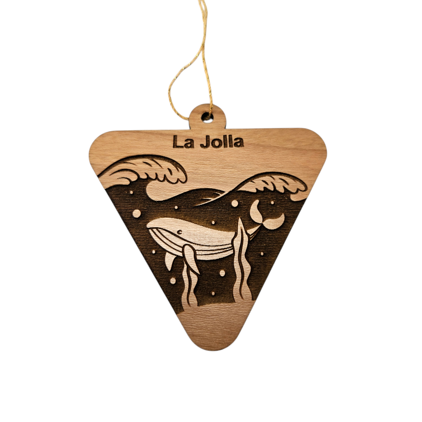 La Jolla Whale Triangle Christmas Ornament Made in USA Souvenir Wood