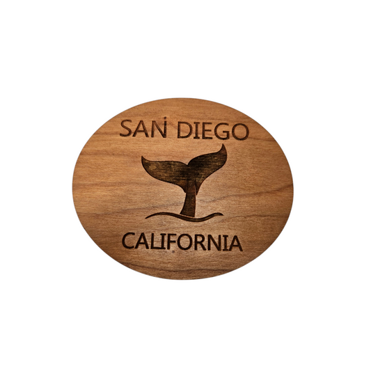 San Diego Whale Tail Wood Magnet Souvenir