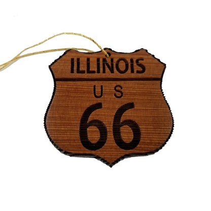 Wholesale Route 66 Ornament - Illinois - Christmas Road Sign Wood