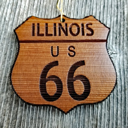 Wholesale Route 66 Ornament - Illinois - Christmas Road Sign Wood