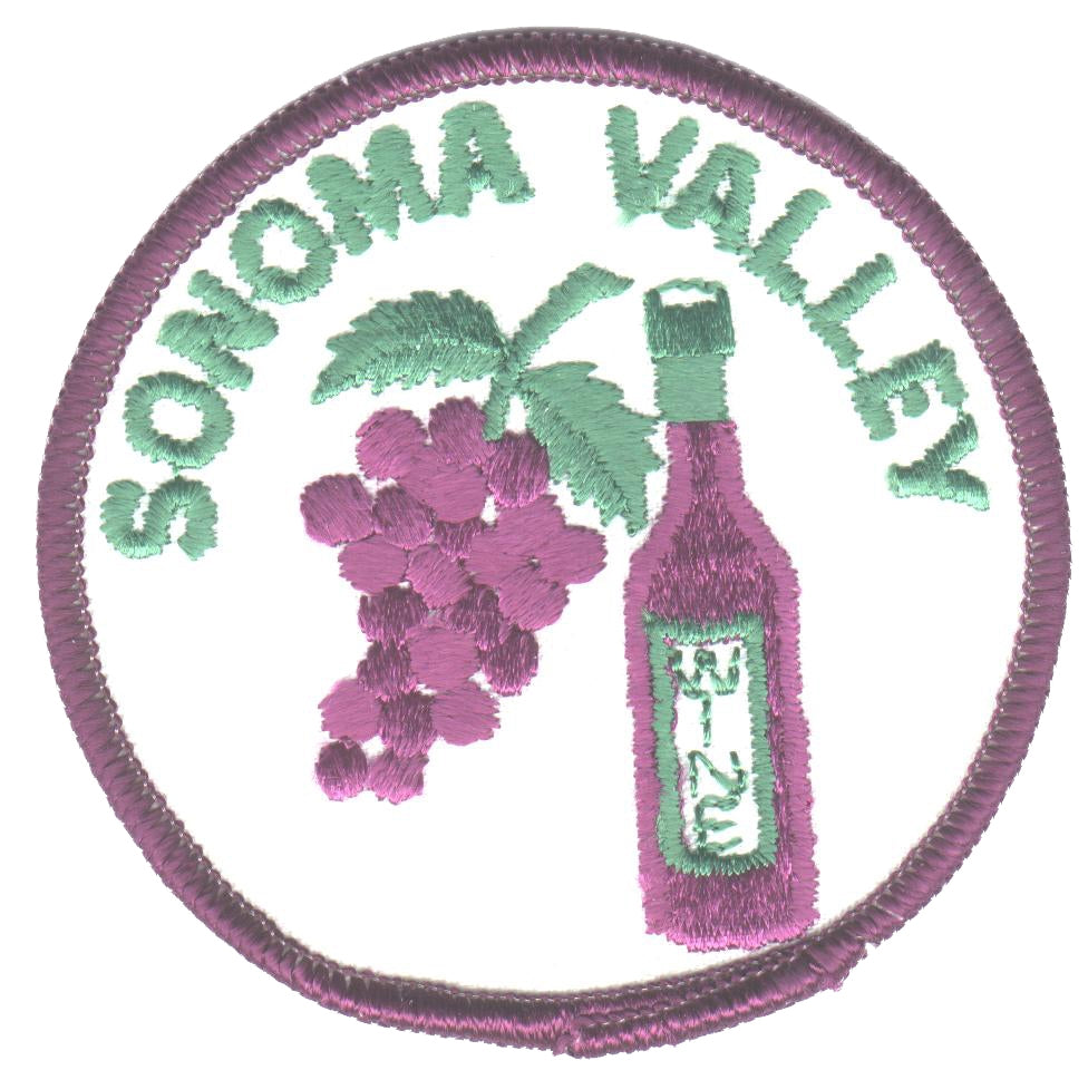 SONOMA VALLEY wine & grapes souvenir embroidered patch