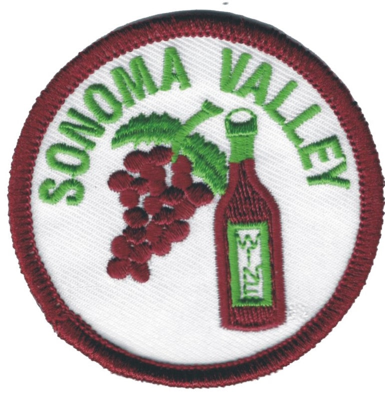 SONOMA VALLEY wine & grapes souvenir embroidered patch