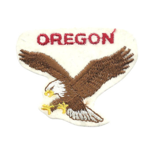 OREGON Eagle on White Souvenir Embroidered Patch Vintage SEW ON - OR-51-39