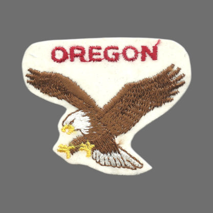 OREGON Eagle on White Souvenir Embroidered Patch Vintage SEW ON - OR-51-39