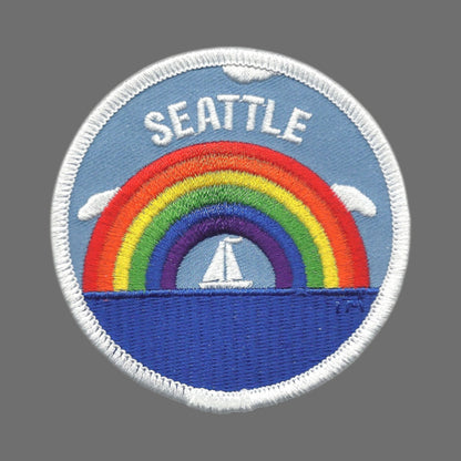 Seattle Rainbow and Sailboat Souvenir Embroidered Patch Iron On - SEATTLE35
