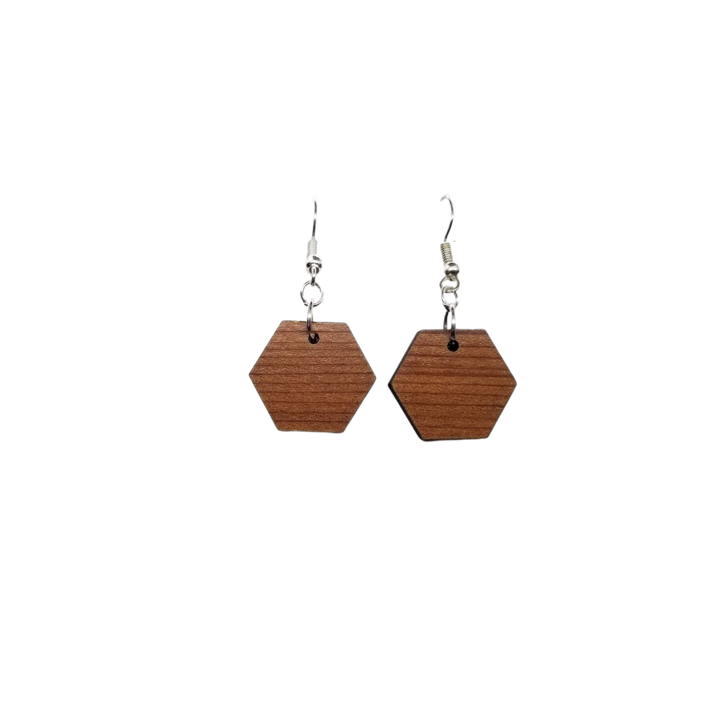 Wholesale Redwood Earrings - Hexagon Wood Earrings - California Redwood Dangle Earrings - CA Souvenir Keepsake