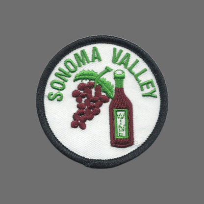SONOMA VALLEY Wine and Grapes Souvenir Patch 2.5 Inch - SONOMA-37-01
