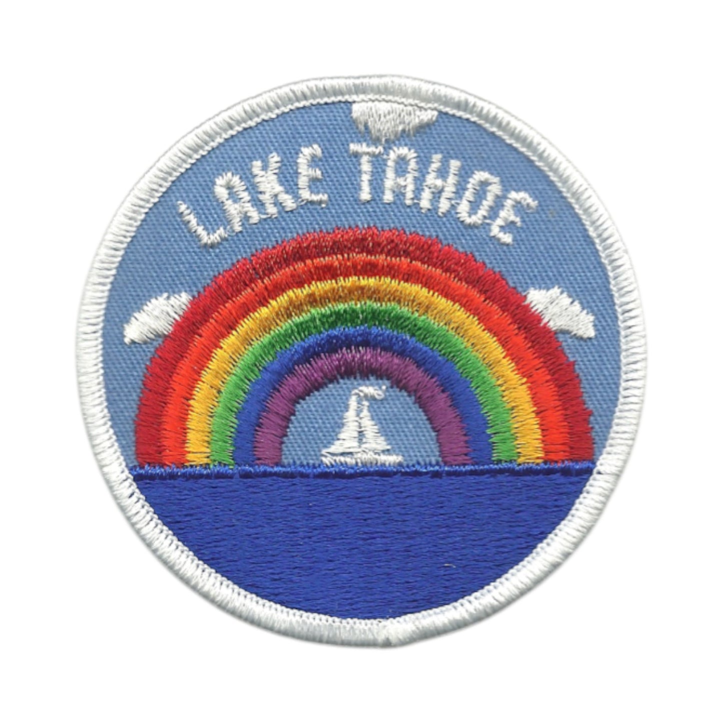 LAKE TAHOE Rainbow and Sailboat Souvenir Patch Iron On - TAHOE-35