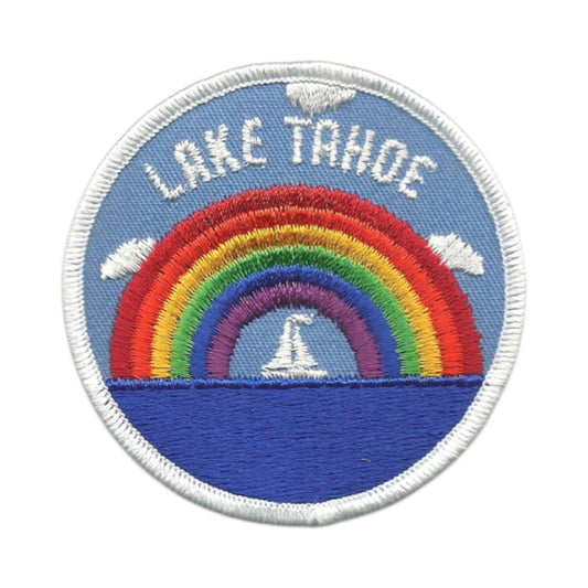 LAKE TAHOE Rainbow and Sailboat Souvenir Patch Iron On - TAHOE-35