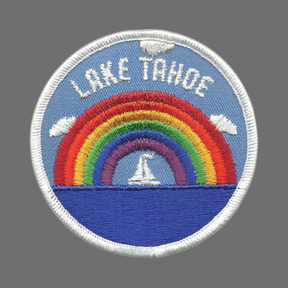 LAKE TAHOE Rainbow and Sailboat Souvenir Patch Iron On - TAHOE-35