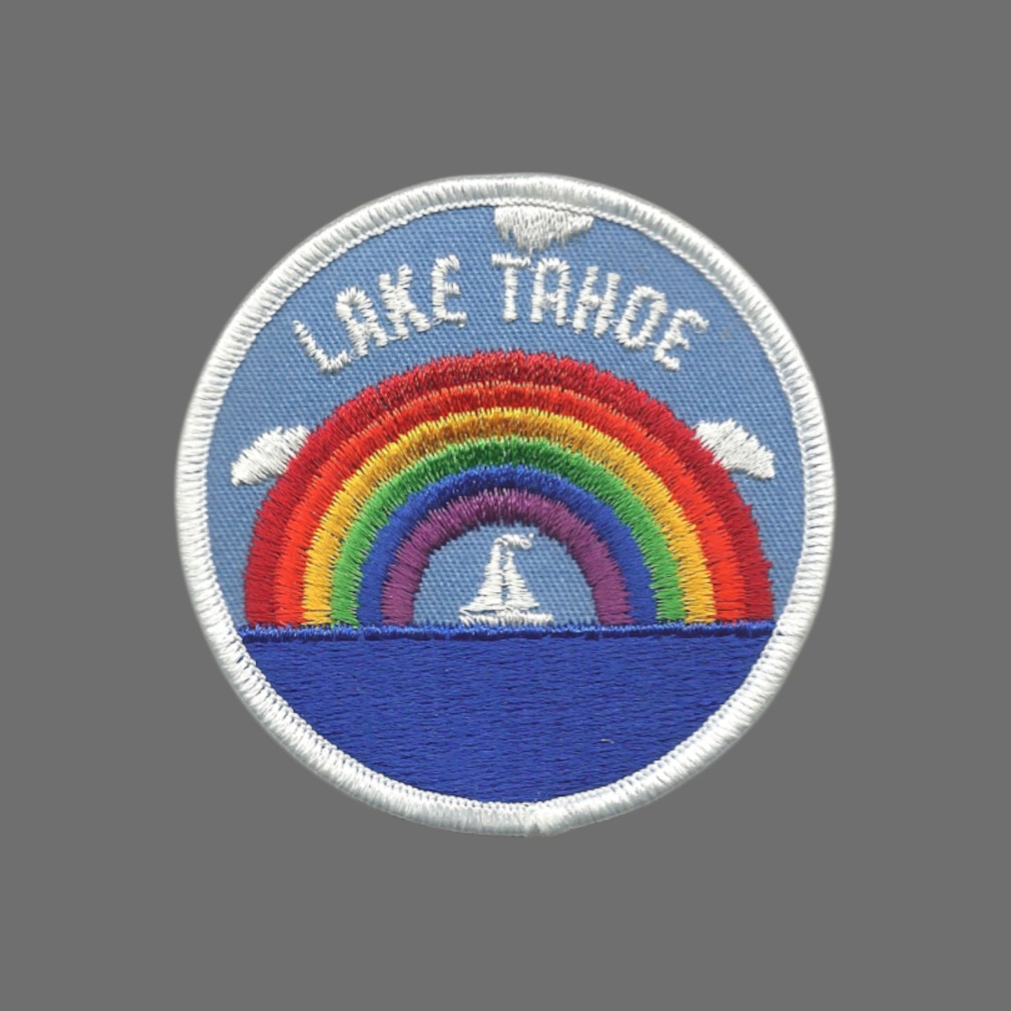 LAKE TAHOE Rainbow and Sailboat Souvenir Patch Iron On - TAHOE-35