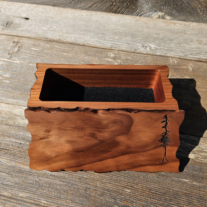 Handmade Wood Box with Redwood Tree Engraved Rustic Curly Wood #615
