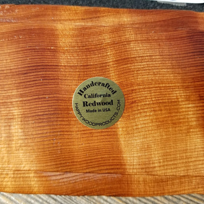 Handmade Wood Box with Redwood Tree Engraved Rustic Curly Wood #615