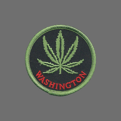 WASHINGTON Leaf Embroidered Souvenir Patch Iron On - WA-420