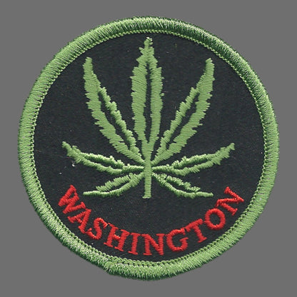 WASHINGTON Leaf Embroidered Souvenir Patch Iron On - WA-420
