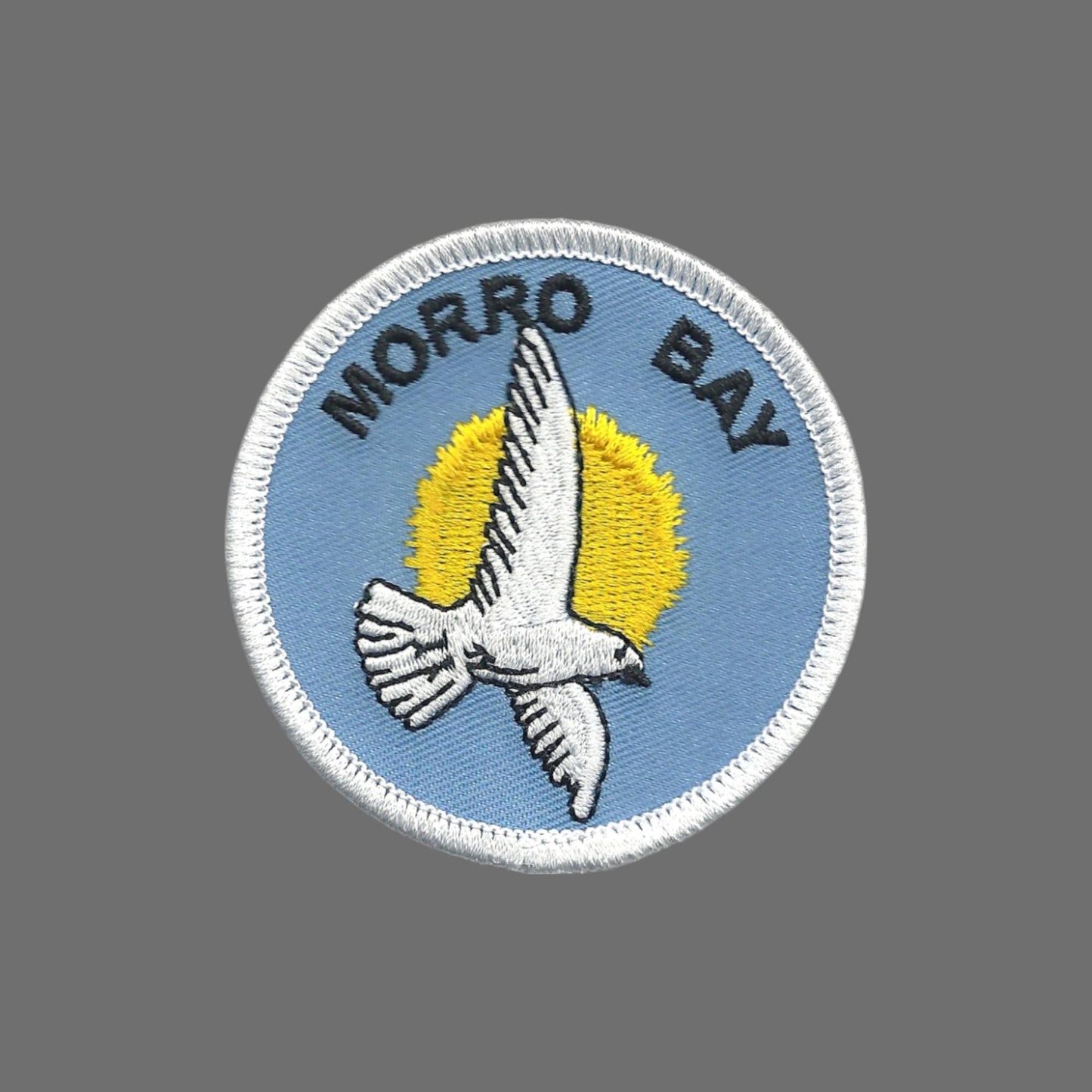 California Patch – Morro Bay Seagull – Morro Bay Souvenir – Travel Patch – 2.5" CA Beach Bird Sun -10273